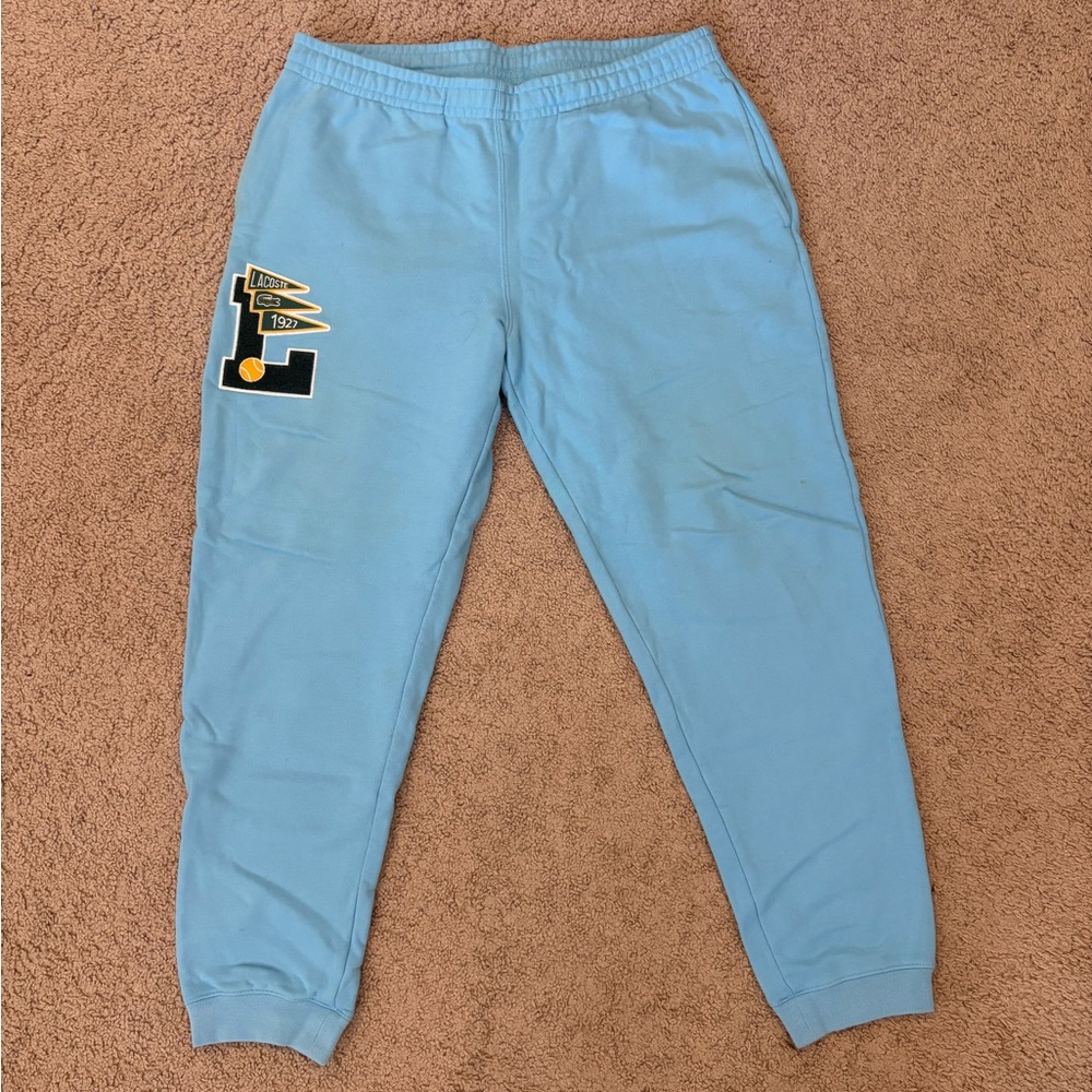 Lacoste Light Blue Joggers with Logo Patch